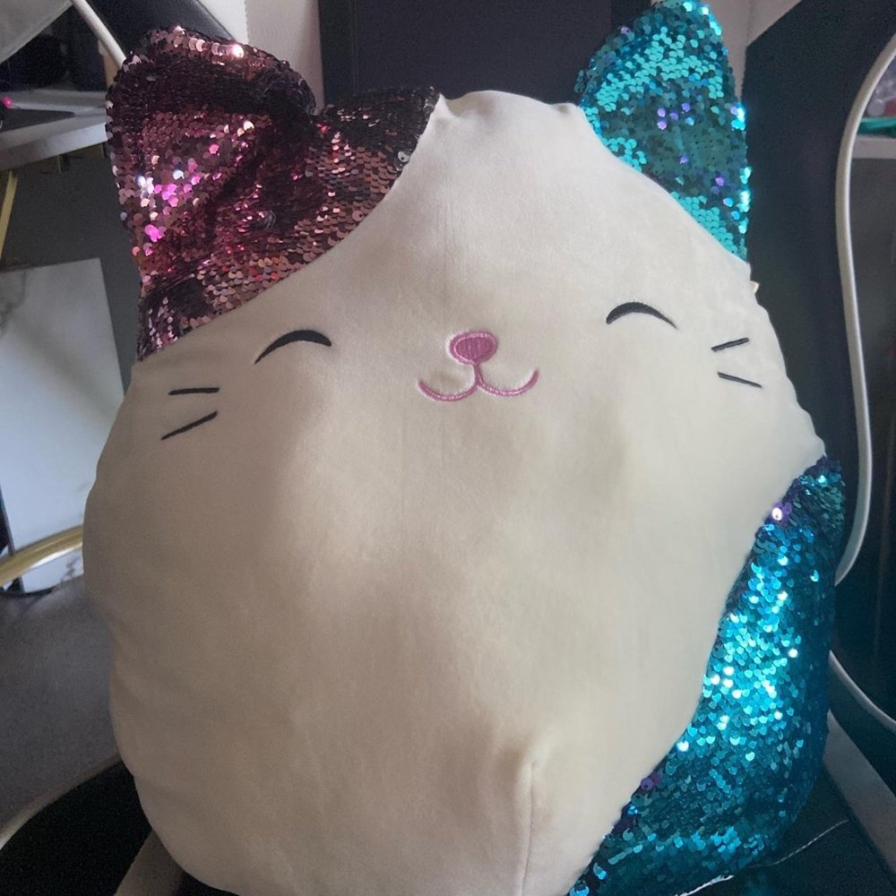 Squishmallows Kellytoy 2020 Shanny the Cat Flip Sequins 15” Plush